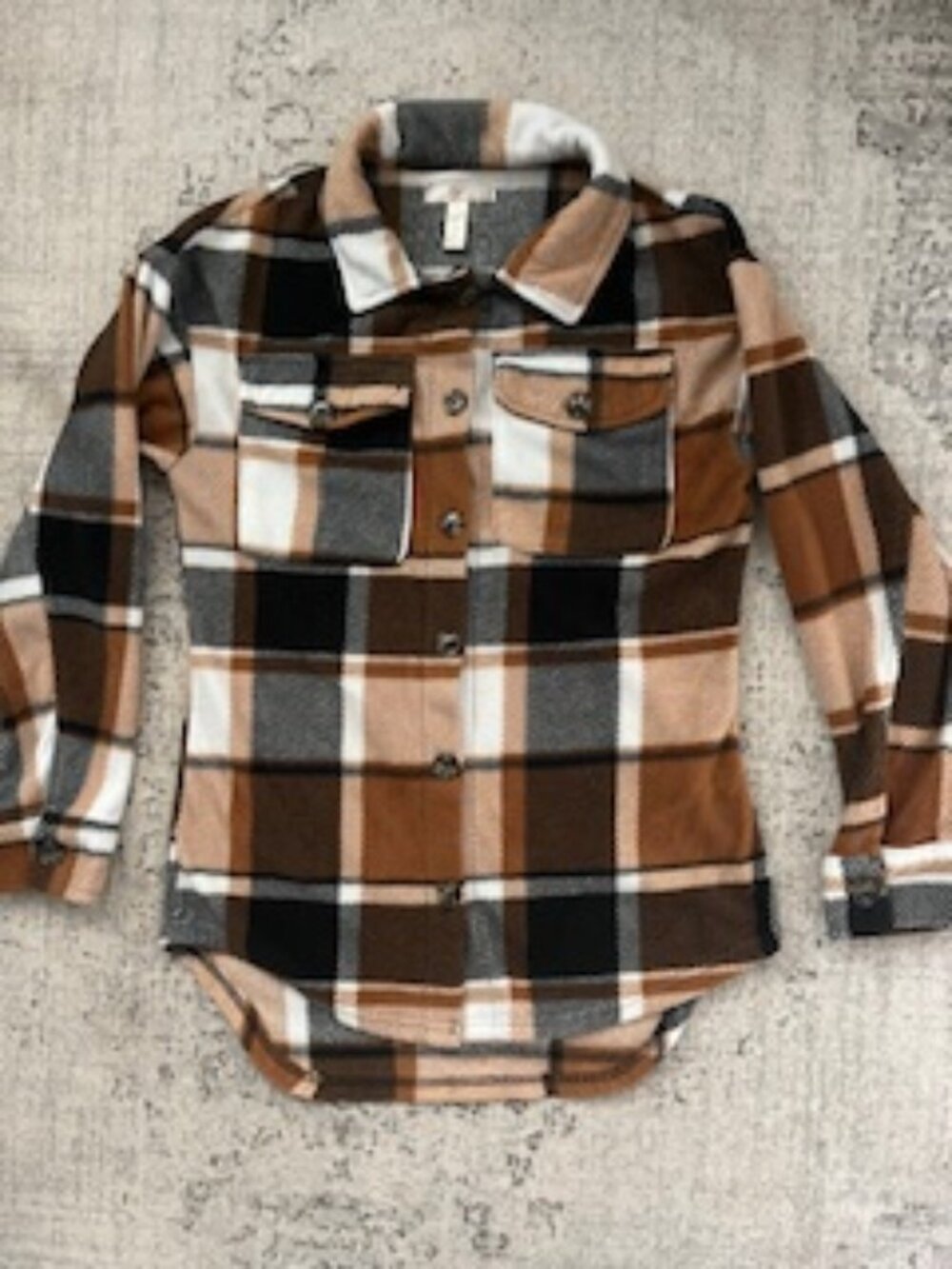 🧡3/15 NYC Flannel Plaid Teddy Shirt Jacket Brown Women's M